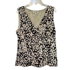 Jones Studio Black & White V-Neck Sleeveless Blouse Women’s Size Medium